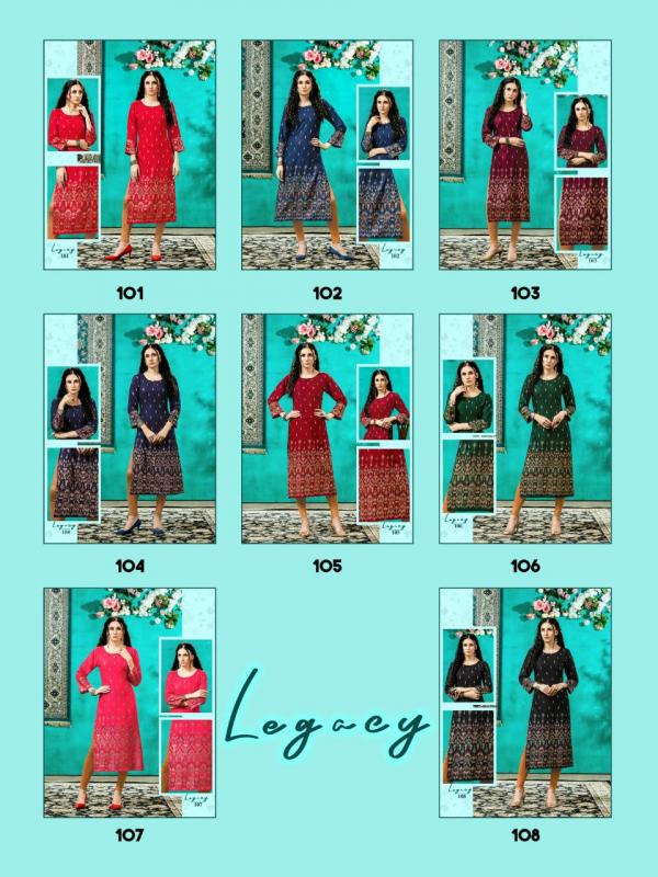 Legacy Fancy Rayon Gold Print Kurti